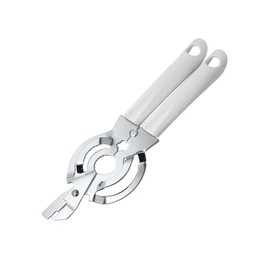 Fackelmann Gläseröffner ARCADALINA, Schraubdeckelöffner mit Funktionsteil aus verchromtem Stahl, Drehverschlussöffner mit ergonomischem Griff (Farbe: Weiß/Silber), Menge: 1 Stück