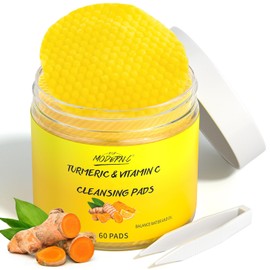 Turmeric Cleansing Pads for Face 60 Pcs Turmeric Face Scrub Vitamin C Exfoliating Pads for Skin with Exfoliating Cotton Rounds
