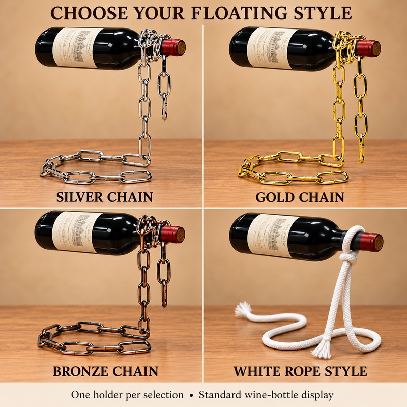Floating Wine Bottle Holder Decorative Chain and Rope Style Wine