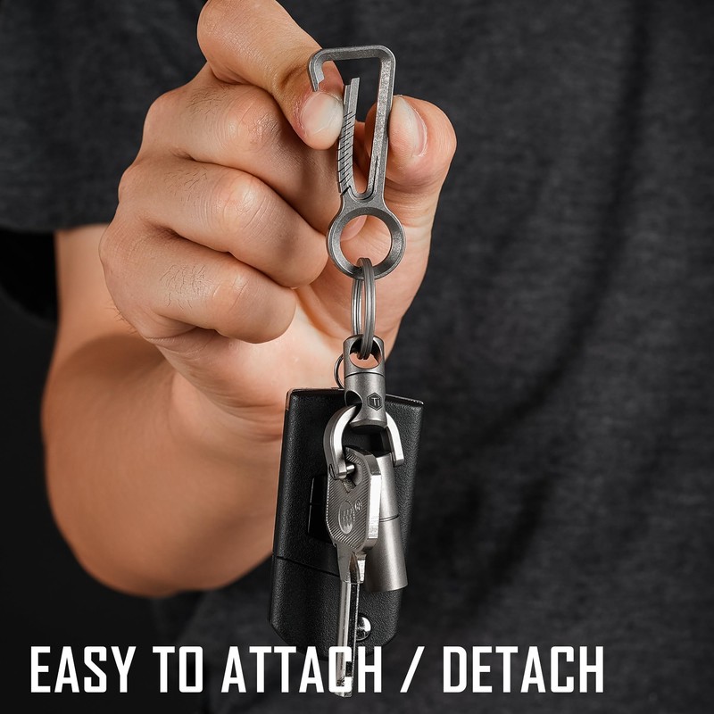 KeyUnity KM01 Titanium EDC Keychain Clip with Bottle Opener, Quick