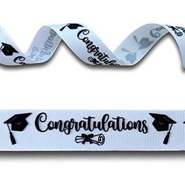 2 Yards (1.82 metres) Graduate Congratulations Grosgrain Ribbon 25mm Wide, Ideal for Craft Projects, Scrapbooking etc.
