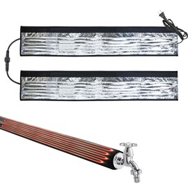 2Pcs Water Pipe Heat Blanket, 39"x7" Stickable Water Pipes Heater Tape with 6.6Ft Cable Foil Pipe Warmer Water Line Insulation Wrap Pipe Freeze Protection for Outdoor Pipe RV Sewer Hose, Max140˚F，110V