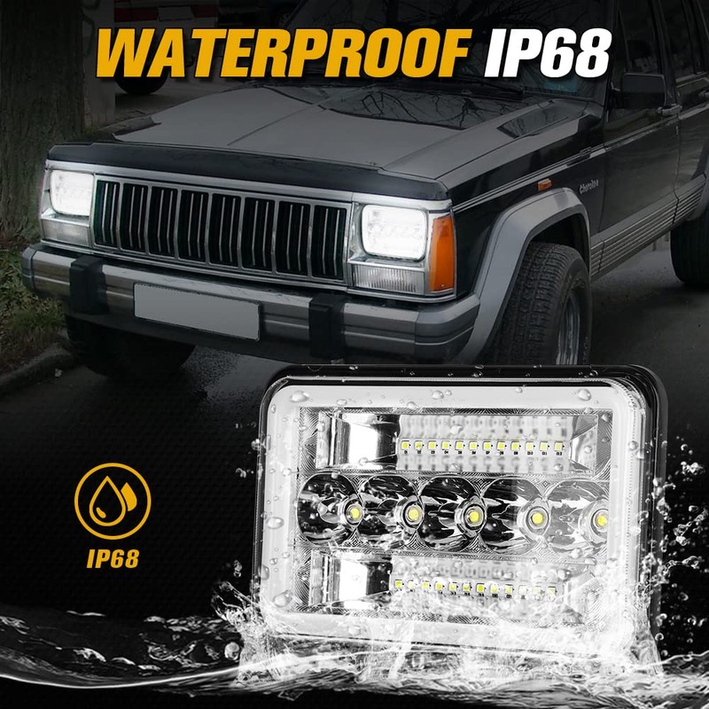 BESTZHEYU 4x6 LED Headlights Pair with Hi-Lo Beam DRL for
