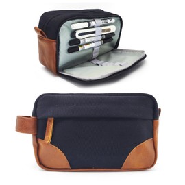 GODCHI pen case Leather, Black, Leather