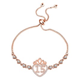 FEELMEM 15 Year Old Gift 15 Anos Quinceanera Necklace Sweet 15 Jewelry Quinceanera Gift 15th Birthday (15th bracelet)