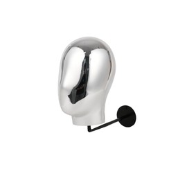 Silver Wall Mounted Mannequin Head for Wig and Hat Display
