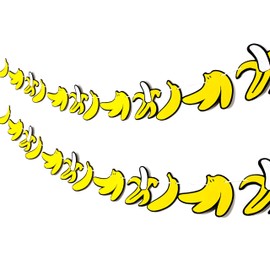 2pcs Banana Party Banner Yellow Banana Garland Twotti Frutti Banners Decor Tropical Fruit Party Supplies for Birthday Baby Shower