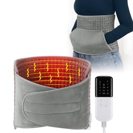 Wearable Heater Pad with Hand Warmer Pocket,Yakiter Heating Belt for Back Pain,10 Heating Levels and 4 Timer,Heating Pad for Cramps Neck Abdominal Shoulder, Machine Washable,30 * 60cm