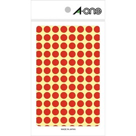 エーワン カラーラベル 赤 丸型 9mm 14シート 07001