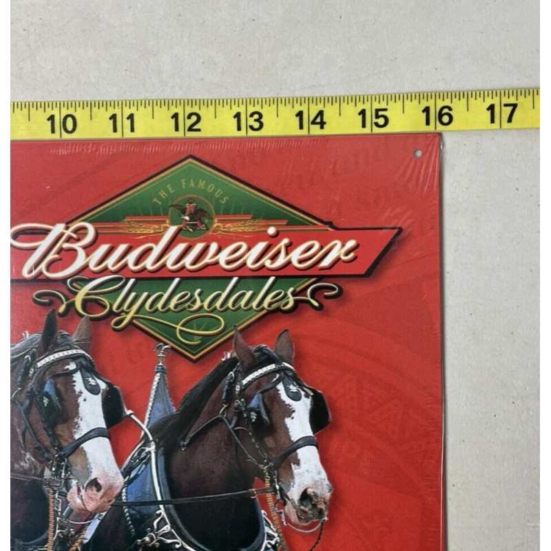 Budweiser The Famous Clydesdales Tin Metal Beer Sign Bar Man