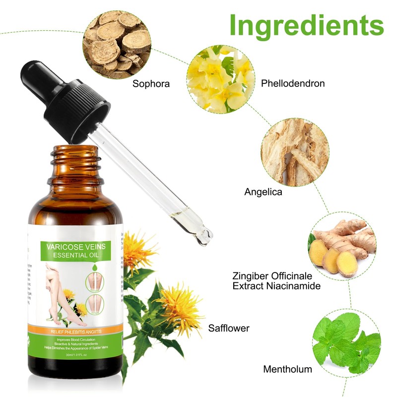 Varicose Veins Essential Oil, Spider Vein Removal Oil for Legs,