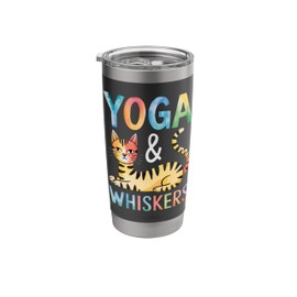 Yoga & Whiskers Cat Design Stainless Steel Insulated Tumbler
