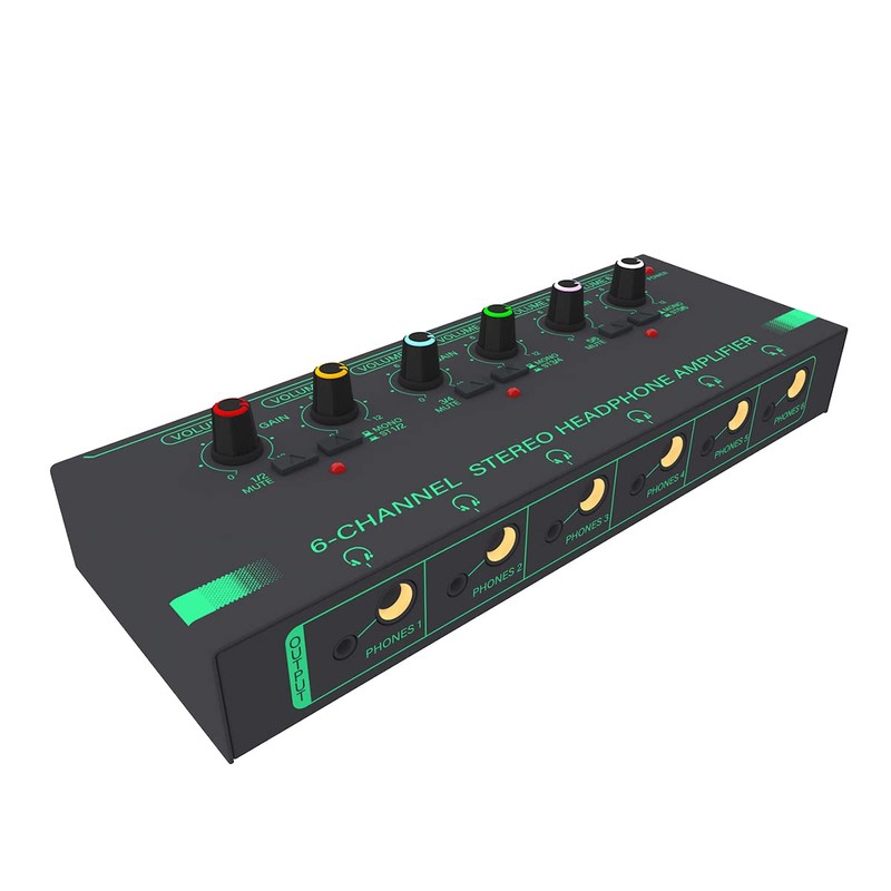 Dpaaoyer 1 Piece 6 Channels Stereo Headphone Amplifier Mini Portable