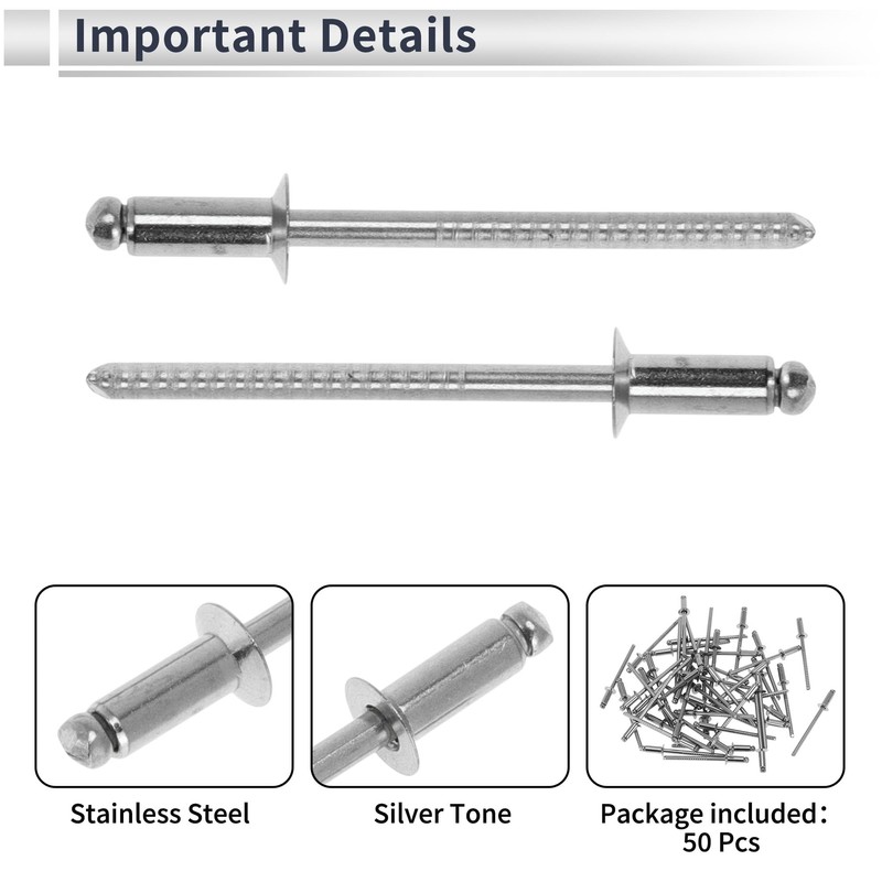 RATCHROLL 50 Pcs Open End Large Flange Blind Rivets 3.2mm