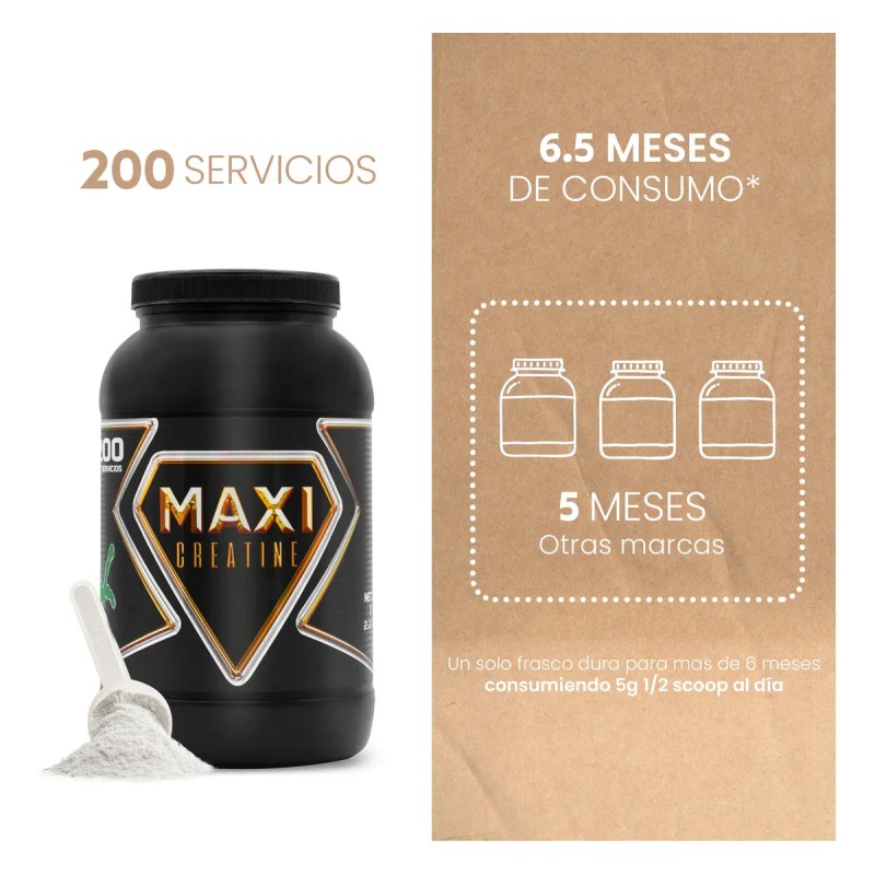 Creatina Monohidratada En Polvo 1kg Maxi Protein 200servis