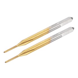 uxcell Thread Tap Metric M1 x 0.25, Titanium Coated Cobalt HSS (High Speed Steel) 3 Straight Flutes Machine Mini Micro Screw Threading Tapping Repair Tool for Watches and Clocks, 2pcs