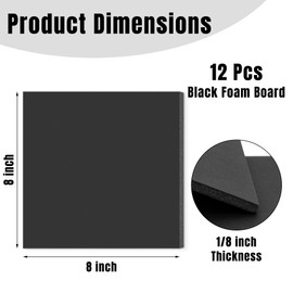Golden State Art Foam Board 8x8-12 Pack - 1/8" Thick Black Poster Board Acid Free Foamboard for Paintings Prints, Art, Display, Crafts, Presentation and Projects