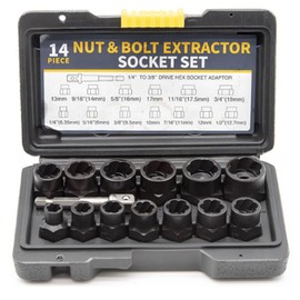 Yuiturt 14-Piece Nut Remover Set - Screw Extractor Set with Left Extractor and Impact Screws for Removing Damaged Rusty Nuts and Screws for Workshops