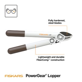 Fiskars PowerGear Lopper, Lightweight Anvil Garden Tool, White