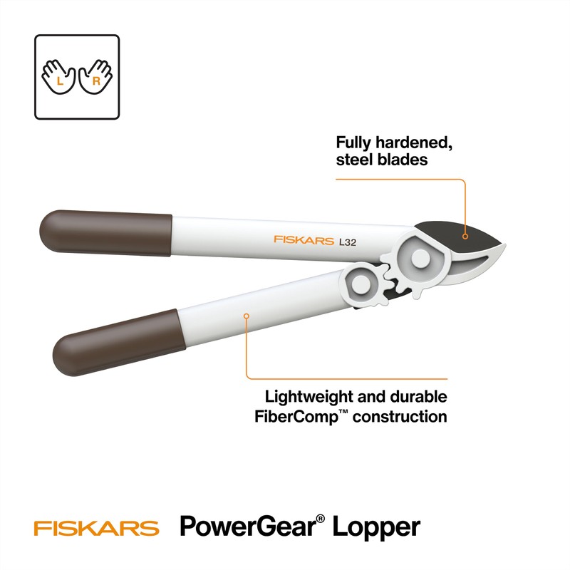 Fiskars PowerGear Lopper, Lightweight Anvil Garden Tool, White