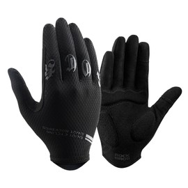 ROCKBROS Cycling Gloves, Summer, Cycling Gloves, Full Finger, Bicycle Gloves, Breathable, Stretchable, Smartphone Compatible, Shock Absorption, Quick Drying, Abrasion Resistant, Anti-Slip, Ultra