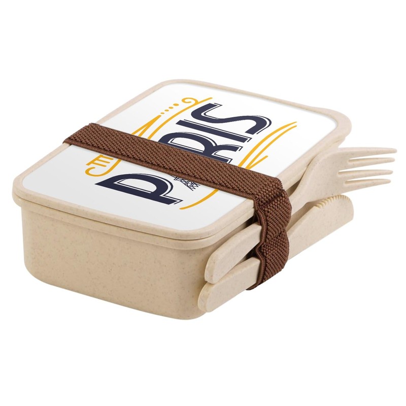 Fabulous Lunch Box with Cutlery White - Paris France Vintage