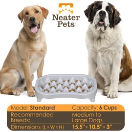 Neater Pet Brands - Neater Slow Feeder - Fun, Healthy, Stress Free Dog Bowl Helps Stop Bloat Prevents Obesity Improves Digestion (6 Cup, Vanilla Bean)
