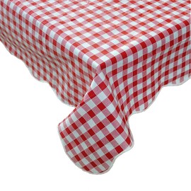 Artisan Flair Red and White Checkered Vinyl Tablecloths with Flannel Backing for Picnic/Party, Indoor Or Outdoor Dining-60" x 60"