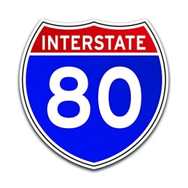 Interstate 80 Sign Decal Sticker 2-Pack | 4-Inches by 4-Inches | Premium Quality Vinyl Sticker | UV Protective Laminate | PD1086