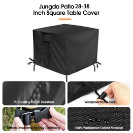 Jungda - Funda de mesa para exteriores, cuadrada de 28 pulgadas, resistente al agua exterior, cubierta de mesa pequeña, para muebles, 28 x 28 x 28 pulgadas