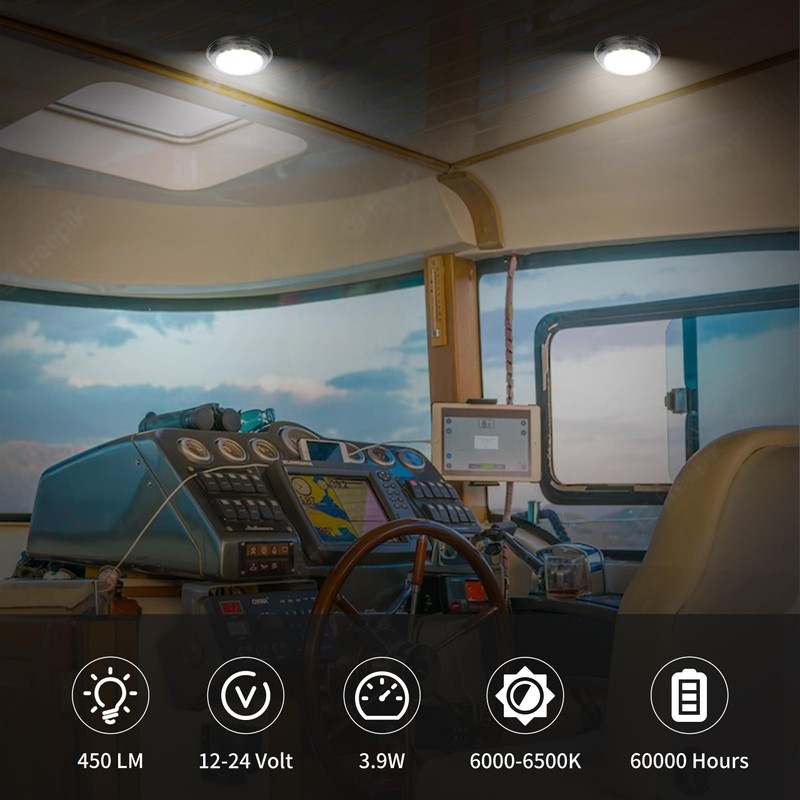 RVZONE Marine Boat Dome Light 12V LED Boat Interior Lights
