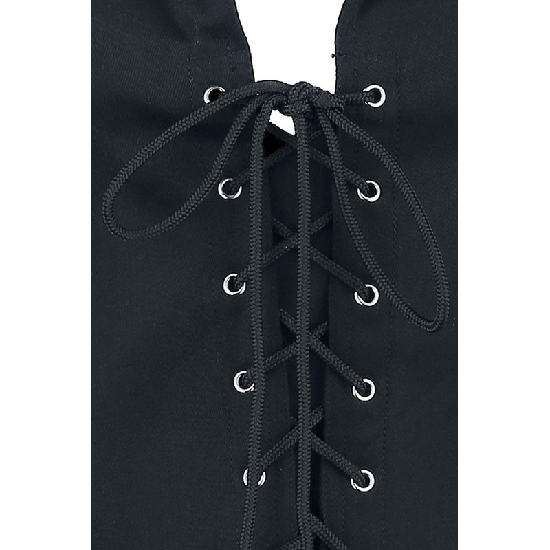 Gothicana by EMP Ladies Black Lace Up Collar Halter Top,