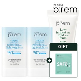 메이크프렘 안심팩 3매  유브이 디펜스 미 워터리 선스틱 18g 2개 GIFT클 Makeprem Safe Pack 3 Sheets UV Defense Me Watery Sunstick 18g 2pcs GIFT Set