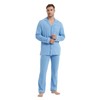 Amaxer Men's Long Cotton Pyjamas Set with Button Placket Long
