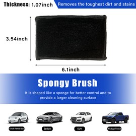 Augeny 2 PCS Car Interior Scrubbing Sponges, Super Soft Microfiber Auto Detailing Scrub Pads, Vehicle Cleaning Applicator Pads Safe on Leather, Plastic, Vinyl and Upholstery (Gray & Black)