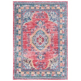 SAFAVIEH Madison Collection 3' x 5' OrangeLight Blue MAD658P Boho Chic Medallion Distressed Non-Shedding Living Room Bedroom Area Rug