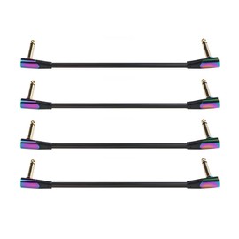 IVU CREATOR Flat Patch Cables for Guitar Effect Pedal 6 Inch Save Space Clear Sound 1/4" TS Right Angle 4 Packs (Chameleon)