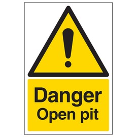 V Safety Danger Open Pit - Portrait 200 x 300mm - 2mm Rigid Plastic Safety Sign