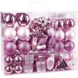 Brubaker 77-piece set Christmas tree decorations with baubles, stars, boots, pine cones, packages - plastic