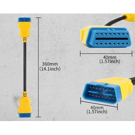 OURANTOOLS OBD-2 Verlängerungskabel Adapter Diagnosestecker – 16 Pin 36cm OBD-II Männlich zu Weiblich Extender Diagnosewerkzeuge mit Nylon Material für Kfz Codeleser, Scanner