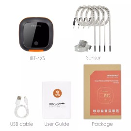 INKBIRD Rechargeable Bluetooth BBQ Thermometer Wireless Cooking Meat Sensor 2/4 Probe US - IBT-4XS With 4 Probes