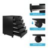 DEVAISE 5-Drawer Chest, Wood Storage Dresser Cabinet with Wheels, Black
