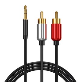 Tianle RCA Audio Cable, 2 RCA Phono Male to 3.5mm Male Headphone Jack Stereo Y Splitter Red and White Aux Lead Compatible with Speaker, DJ Controller, Turntable TV, Hi-Fi Amplifer, 4.95ft