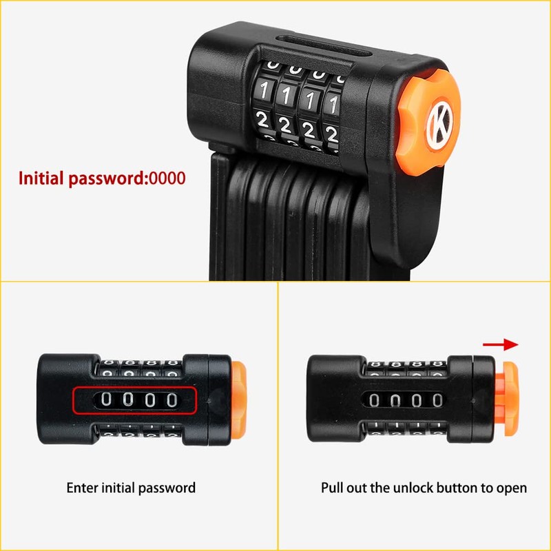 Bicycle Lock, Combination Lock, Lightweight & Small Folding Lock, Bicycle