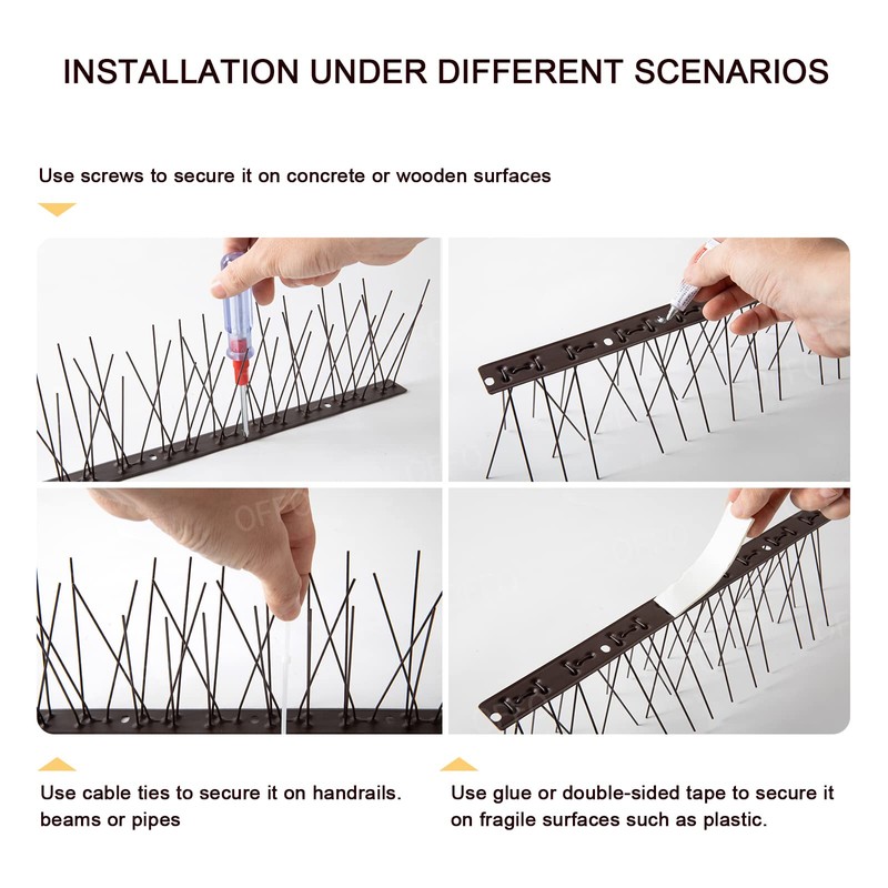 OFFO Brown Bird Spikes Pre-Assembled for Pigeons Birds, Cover 24