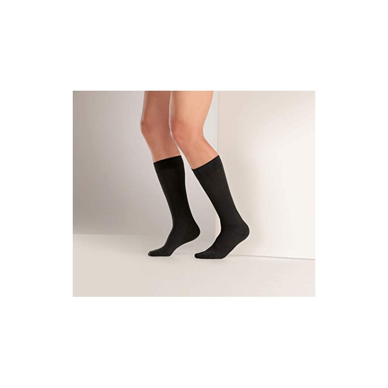 SANYLEG 41222 Gambaletto Cotone Unisex, Media Compressione, L, Nero