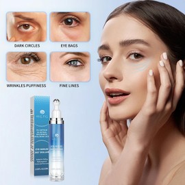 Eye Serum with 5% Caffeine & 5% Retinol for Dark Circles, Puffiness Puffy Bags & Wrinkles Fine Lines - Under Eye Cream Anti Aging Treatment with 360° Massage Roller Ball for Men & Women
