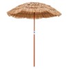 Thatched Patio Umbrella 6 Ft Tilt Design Wood Pole Straw