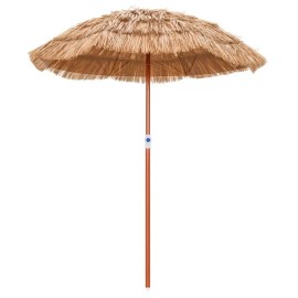 Thatched Patio Umbrella 6 Ft Tilt Design Wood Pole Straw Material Outdoor Use With Carrying Bagcolor: Natural Color