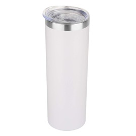 HASLE OUTFITTERS - Vaso delgado de 20 onzas, aislado de acero inoxidable con tapa, taza de café reutilizable de doble pared, taza de agua de viaje duradera con recubrimiento en polvo (blanco, 1)